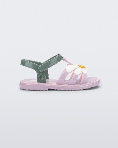Mini Melissa Hip Bloomy Baby Sandals: Metallic Pink/Green
