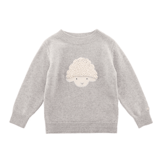 Denn Merino Wool Sweater | Lammy | Soft Grey Melange - Soft Grey Melange