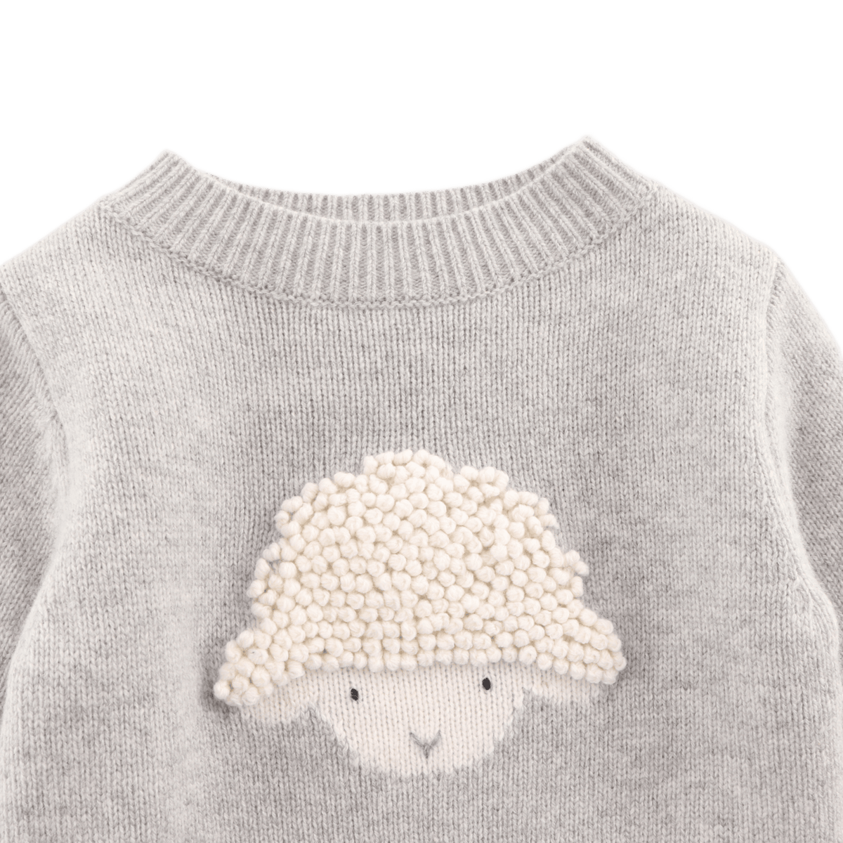 Denn Merino Wool Sweater | Lammy | Soft Grey Melange - Soft Grey Melange