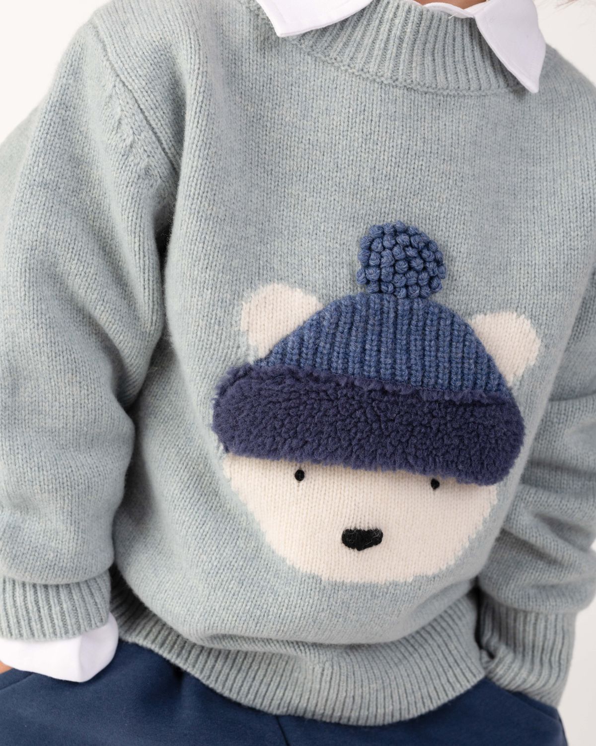 Denn Merino Wool Sweater | Polar Bear | Cloud Blue Melange - Cloud Blue Melange