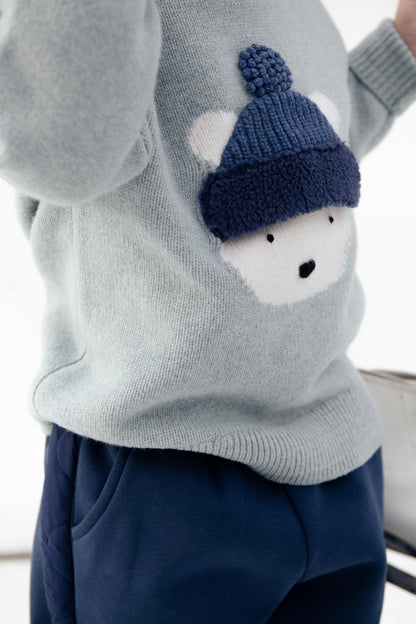 Denn Merino Wool Sweater | Polar Bear | Cloud Blue Melange - Cloud Blue Melange