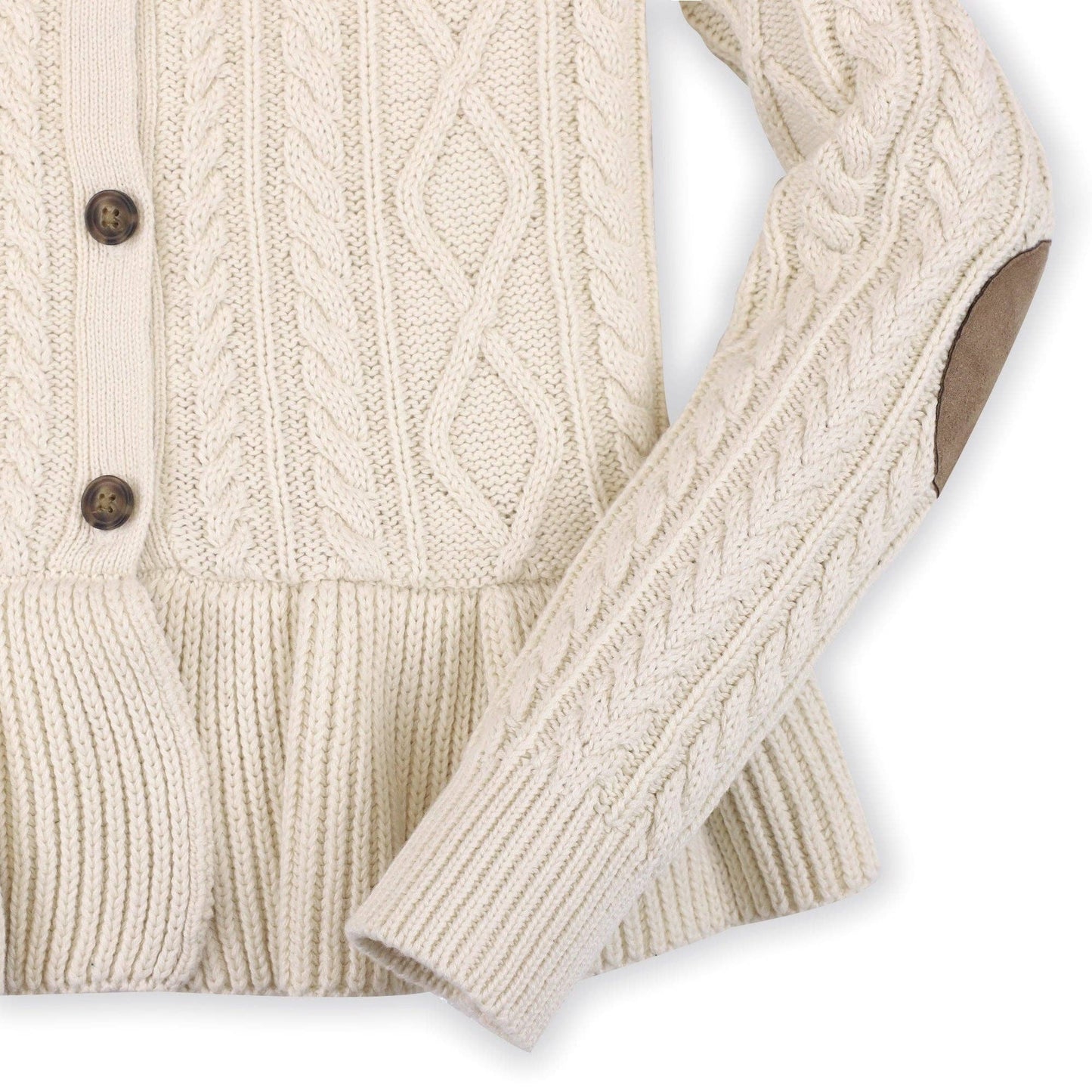Cable Peplum Cardigan - Baby: Ivory / 6-12 Months
