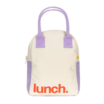 Zipper Lunch Bag - 'Lunch' Lavender Poppy