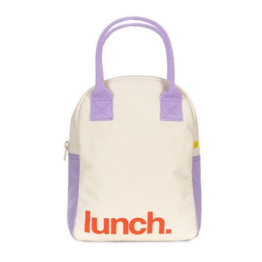 Zipper Lunch Bag - 'Lunch' Lavender Poppy