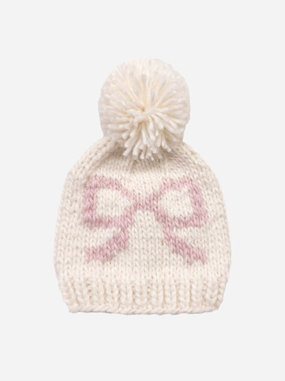 Bow Hat Pink Baby Kid Girl Beanie Fall Winter Accessories: S; 6-24M