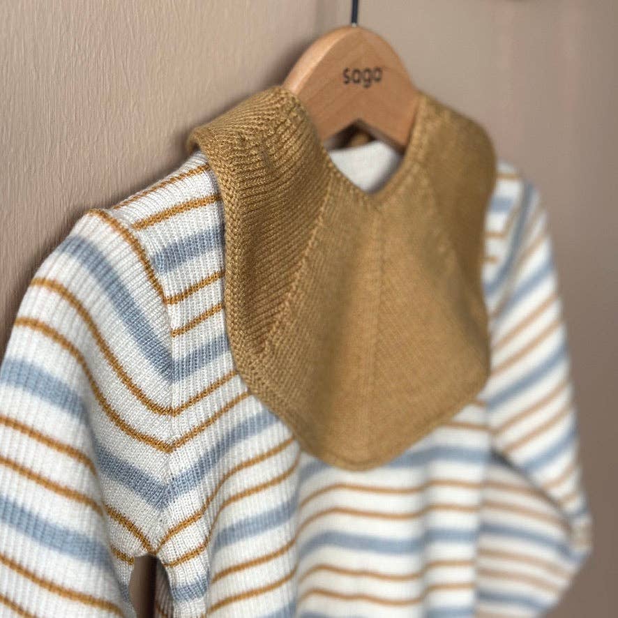 Knitted Baby Bib - Organic Cotton - Honey - Adjustable
