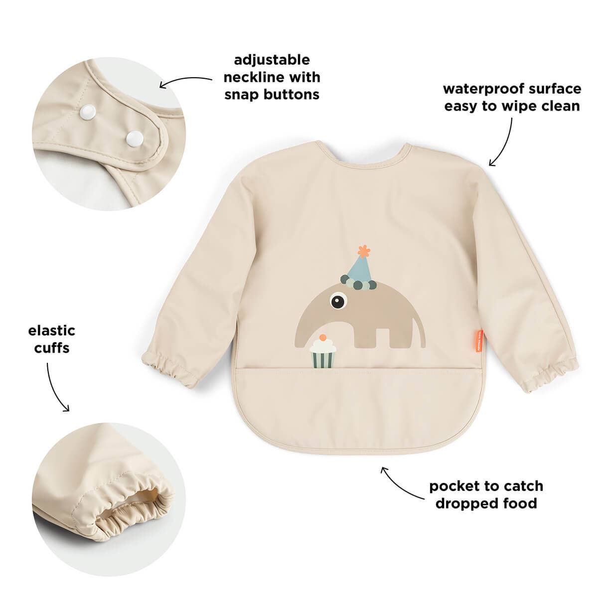 Sleeved pocket bib Celebration Sand