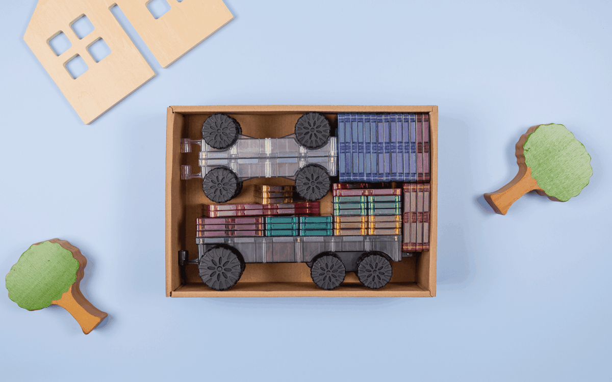 CONNETIX Magnetic Tiles Pastel Transport Pack, 50 Pieces