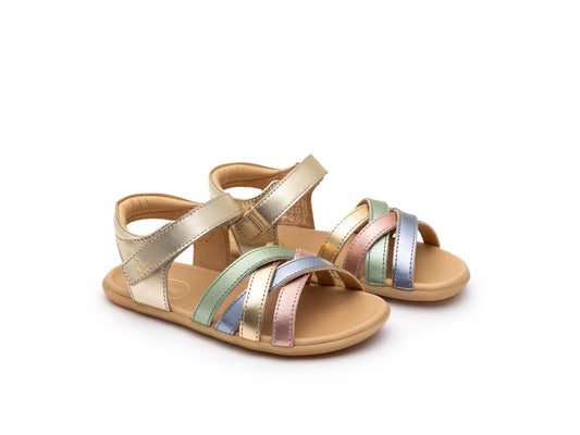 Kid Sandals Criss Cross - Champagne/ Metal Blue/ Metal Green