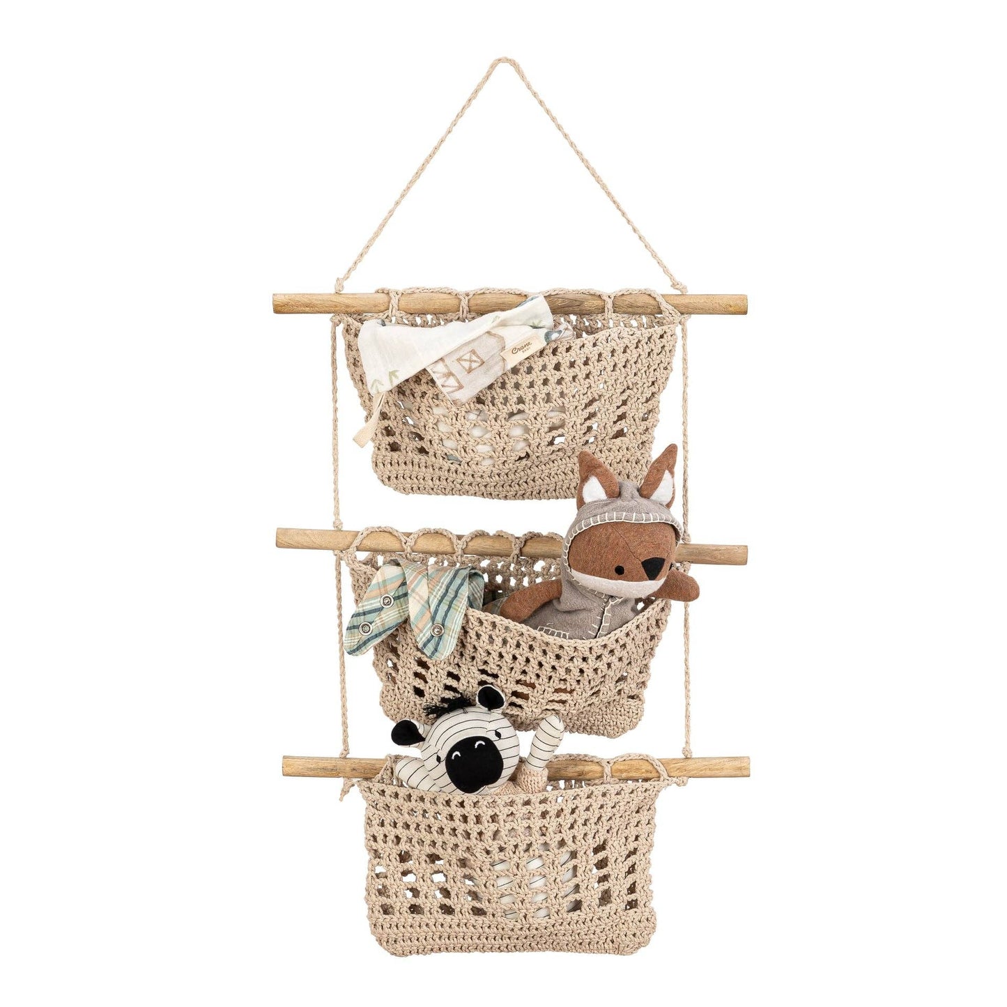 Charlie Farmhouse 3 Tier Toy Hanging Wall Storage