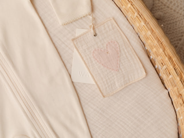 Pima Embroidered Footless Sleeper in Pearl Flower Bear