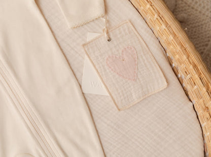 Pima Embroidered Footless Sleeper in Pearl Flower Bear