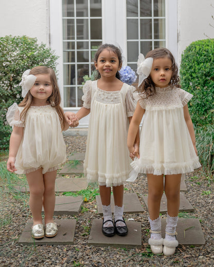 Bella Buttermilk Tulle Blouse and Bloomers Set: 12M