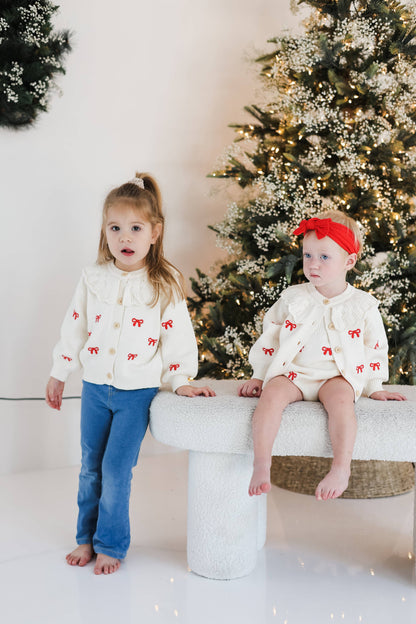 Red Bow Cardigan: 6-12 month