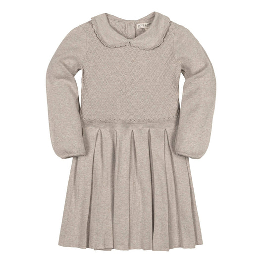 Organic Peter Pan Collar Sweater Dress: Light Taupe Heather / 5