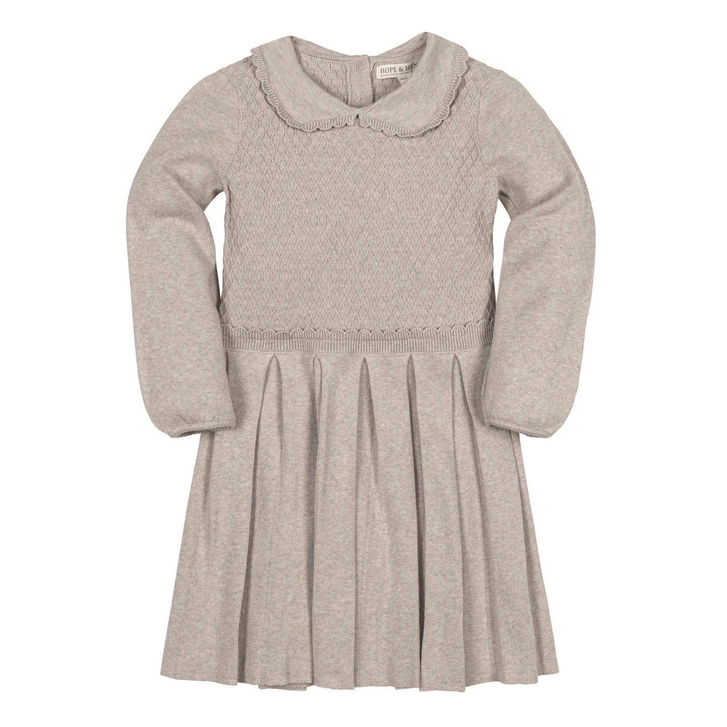 Organic Peter Pan Collar Sweater Dress: Light Taupe Heather / 3