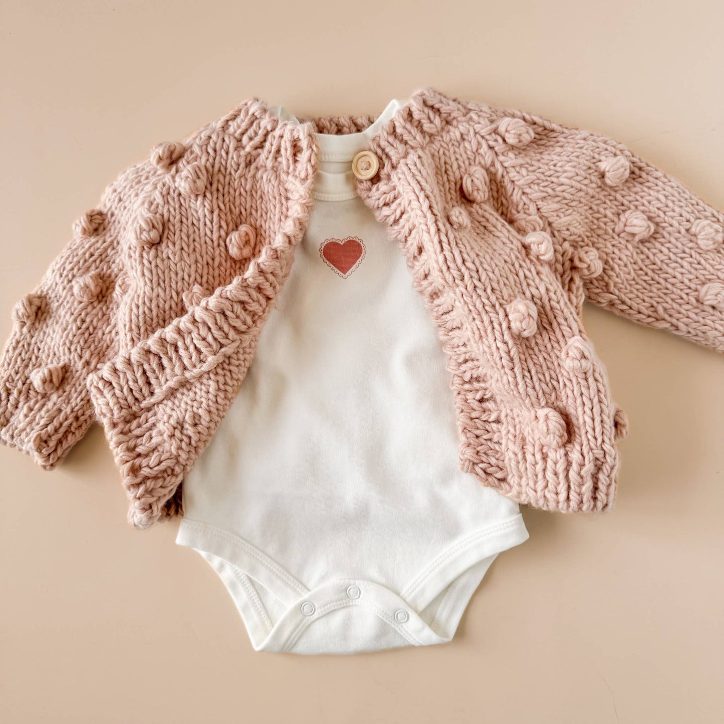 Popcorn Cardigan, Blush | Baby & Kids Valentine's Sweater: 6-12 mths