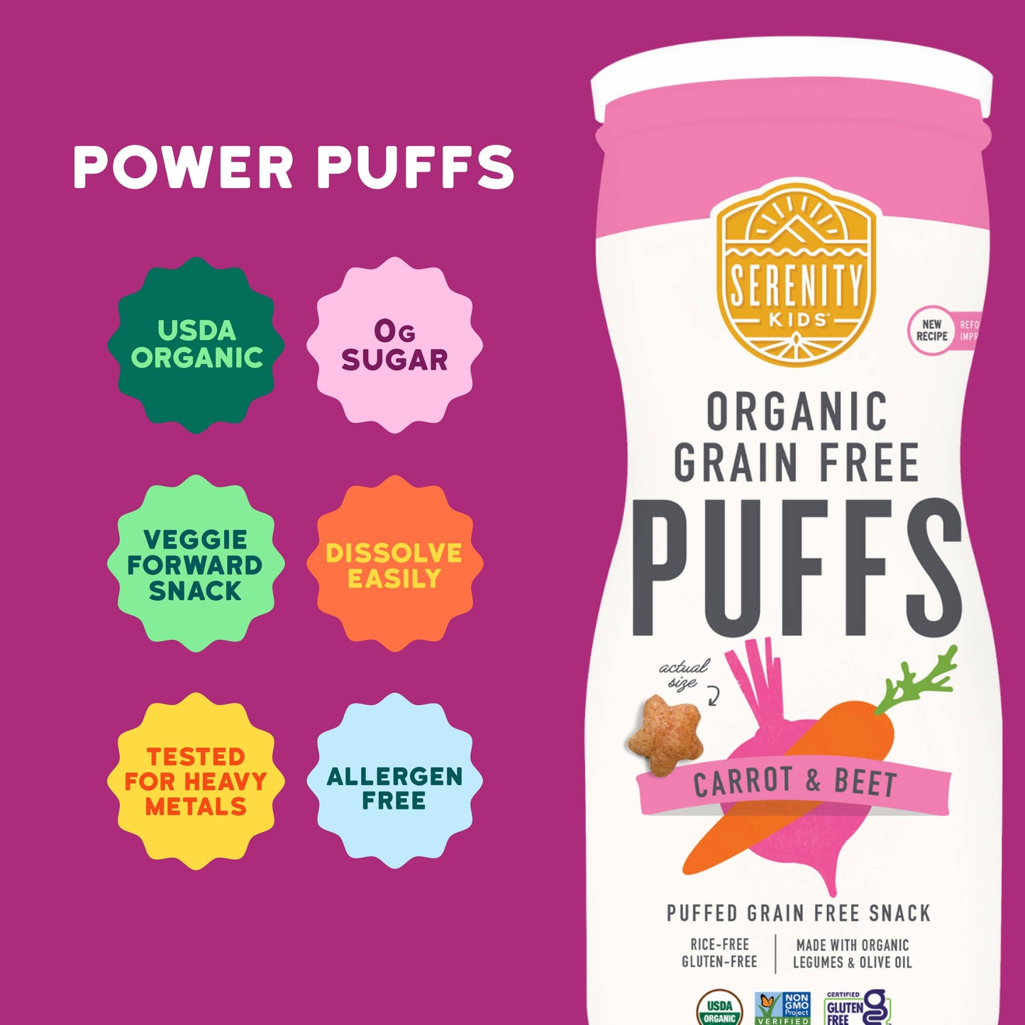 Carrot & Beet Organic Grain Free Puffs (6 Cans)