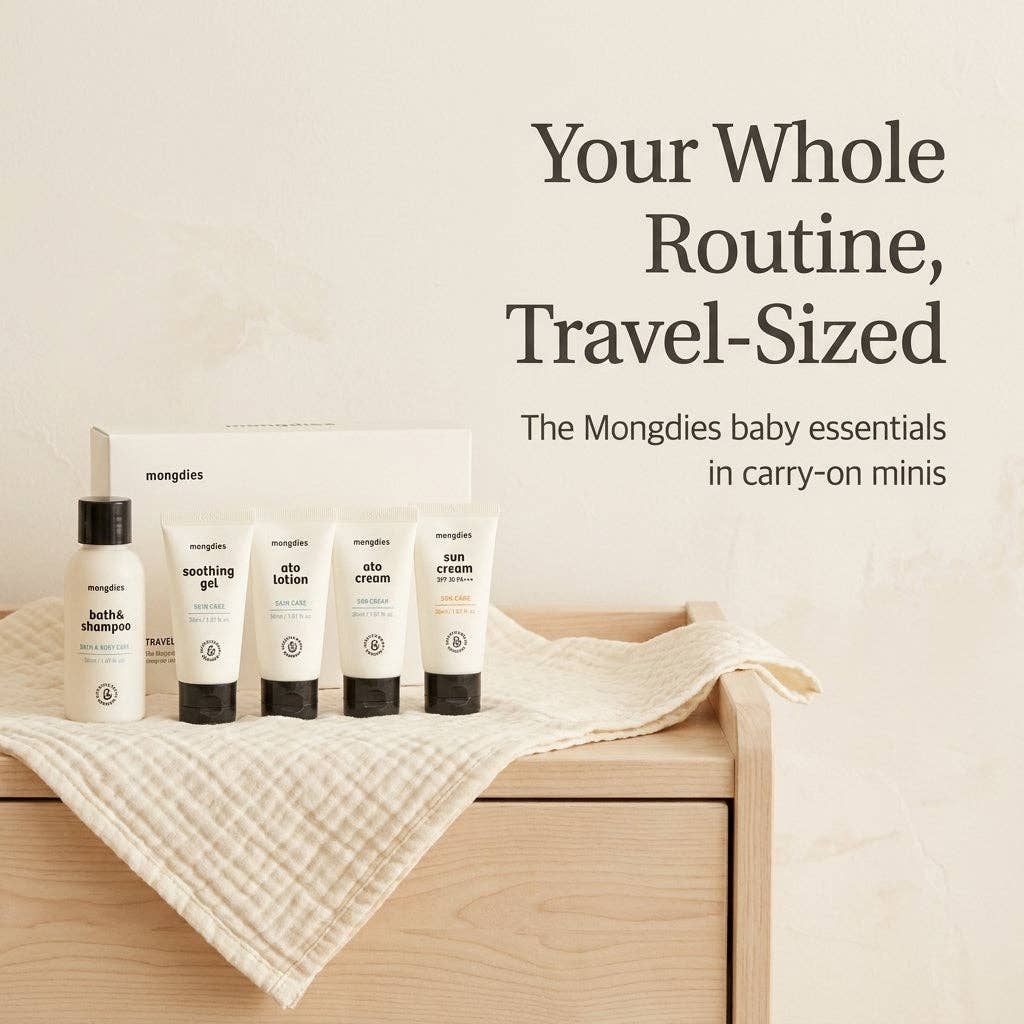 Mongdies Travel Kit 170ml | Mini Baby Skincare Set for On-the-Go | EWG Green