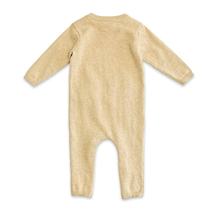 Chicken Farm Jacquard Knit Baby Jumpsuit (Organic Cotton): Oat Heather