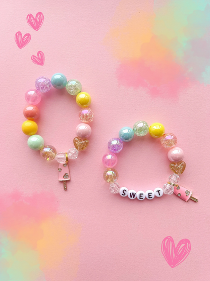 Valentine Pink Ice Pop Kids Charm Bracelet