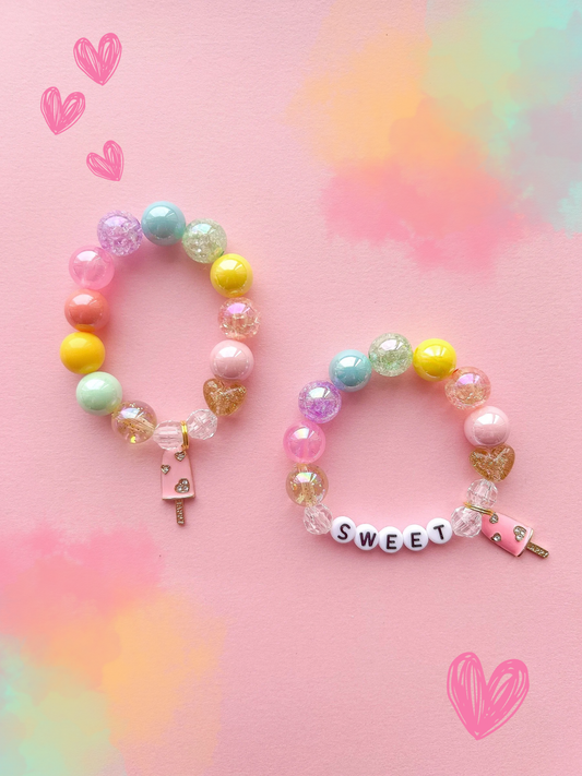 Valentine Pink Ice Pop Kids Charm Bracelet