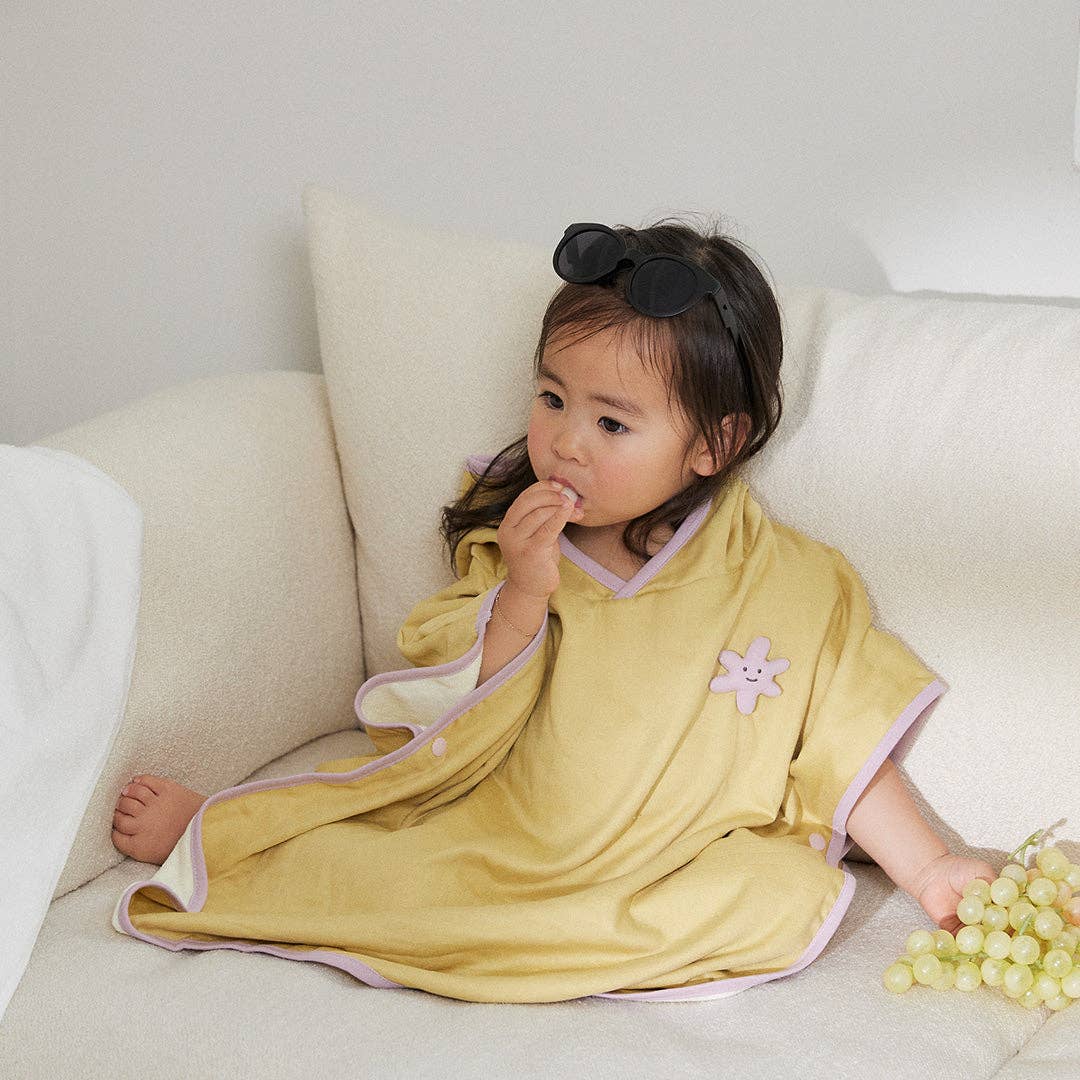 BambooBebe Jungle Cozy Hooded Poncho Towel: Flower Mustard