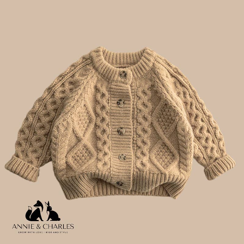 Annie & Charles® knit jacket with cable pattern DOTTIE: Beige