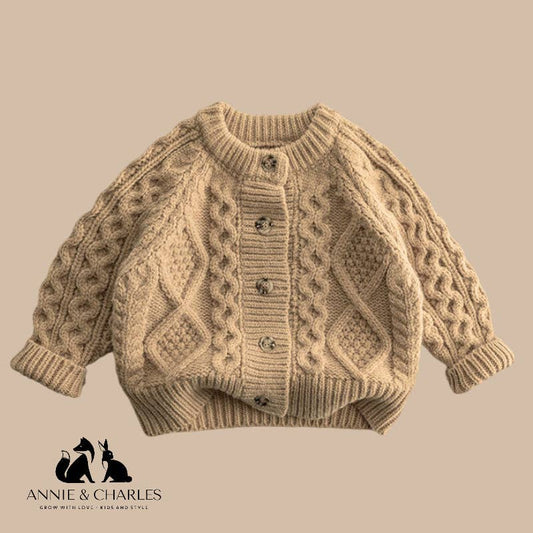 Annie & Charles® knit jacket with cable pattern DOTTIE: Beige