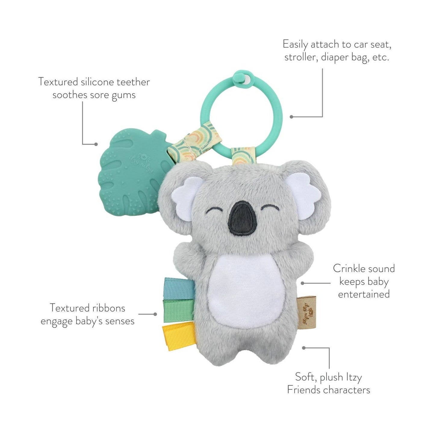 Itzy Pal™ Plush + Teether: NEW Mushroom