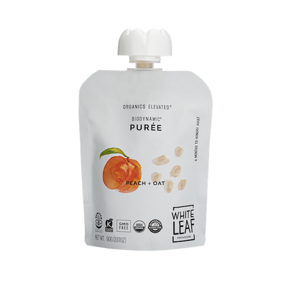 Organic Regenerative Peach+Oat Puree: 24 (90g) pouches