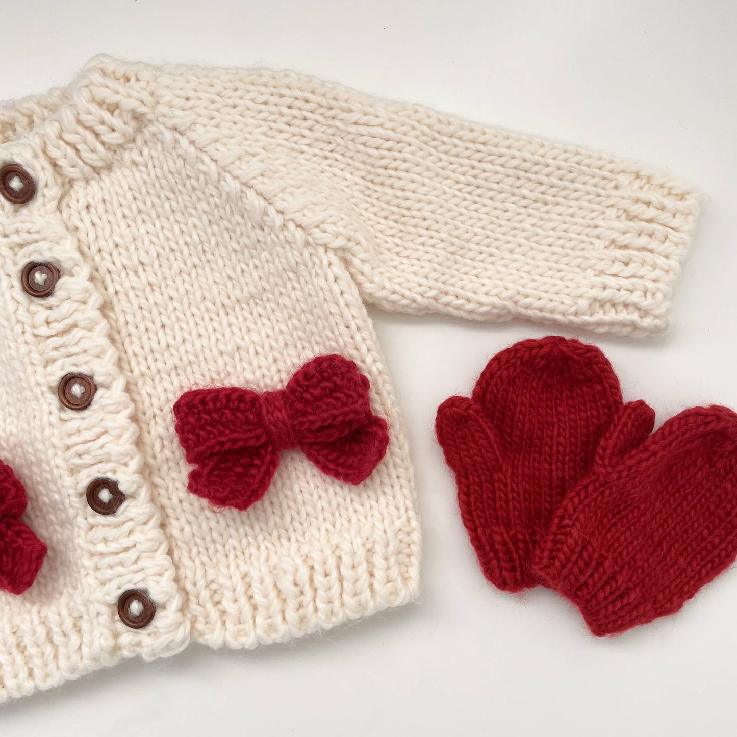 Red Bow Cardigan Kids Baby Sweater Christmas Holiday Love: XS; 6-12M