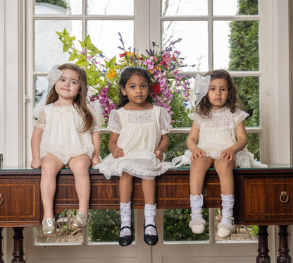 Bella Buttermilk Tulle Blouse and Bloomers Set: 12M
