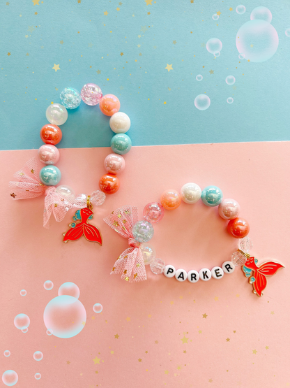Mermaid Tail Kids Beaded Charm Bracelet