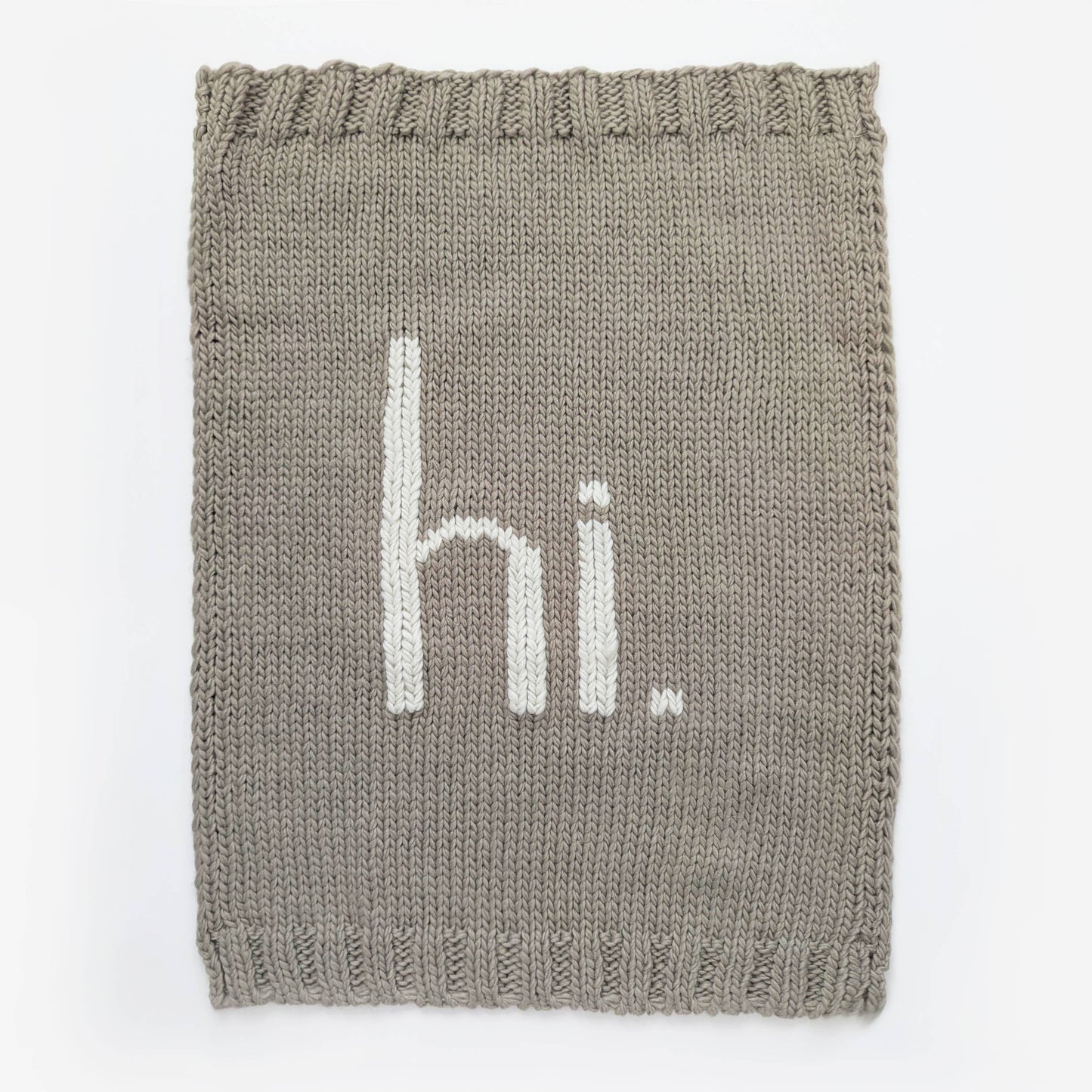 Hi. Hand Knit Baby Blanket Pebble: Pebble