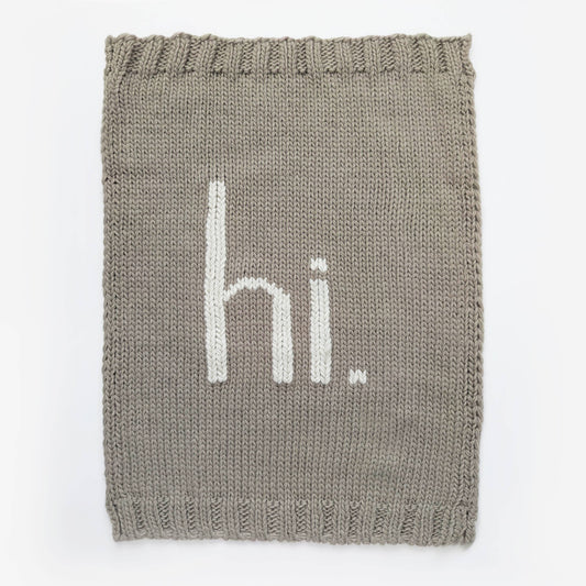 Hi. Hand Knit Baby Blanket Pebble: Pebble