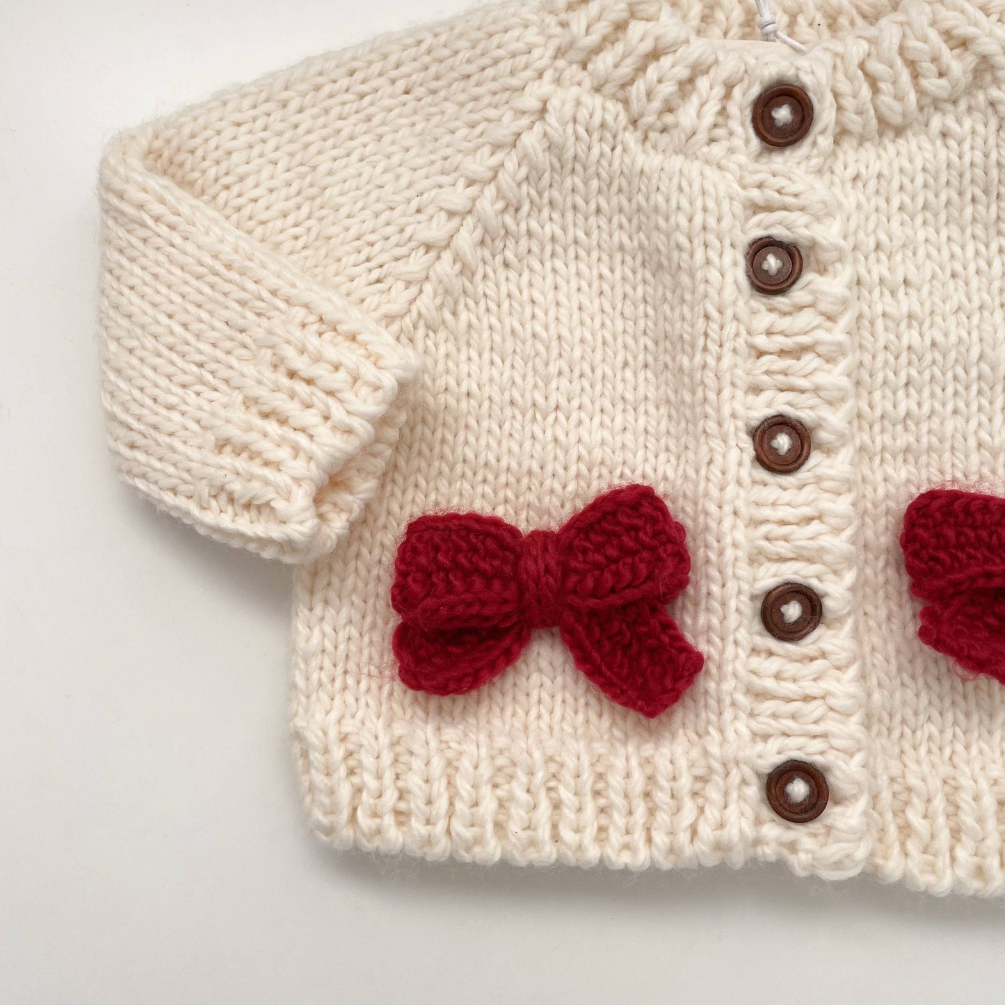 Red Bow Cardigan Kids Baby Sweater Christmas Holiday Love: XS; 6-12M