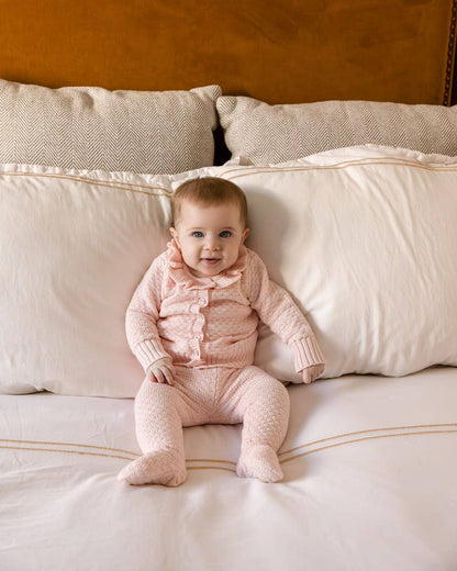 Girls Knit 2 Pc Cardigan set: Baby Pink / 6-M
