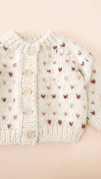 Sawyer Cardigan Mauve Baby Kid Fall Winter Hearts Valentine: Mauve / M 2-3y
