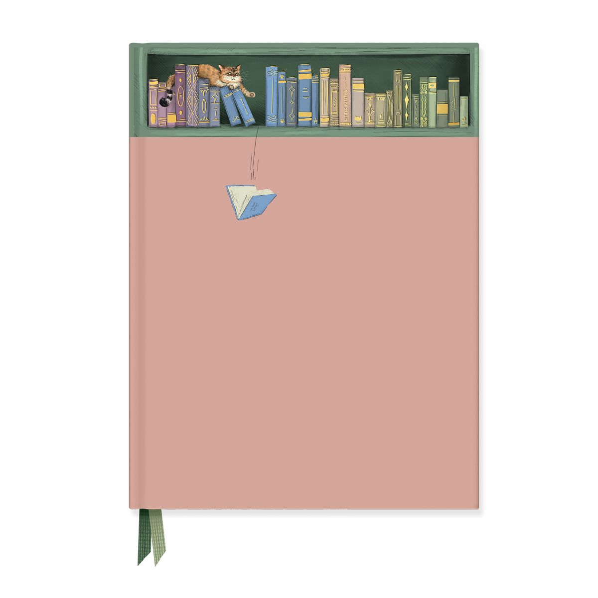 Sneaky Cat Bookshelf Hardcover Notebook