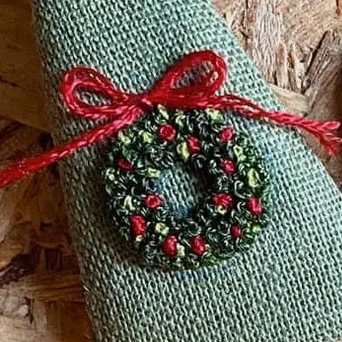 Wreath & Nuts Embroidered Hair Barrette, Christmas & Autumn🪡: 1. Wreath