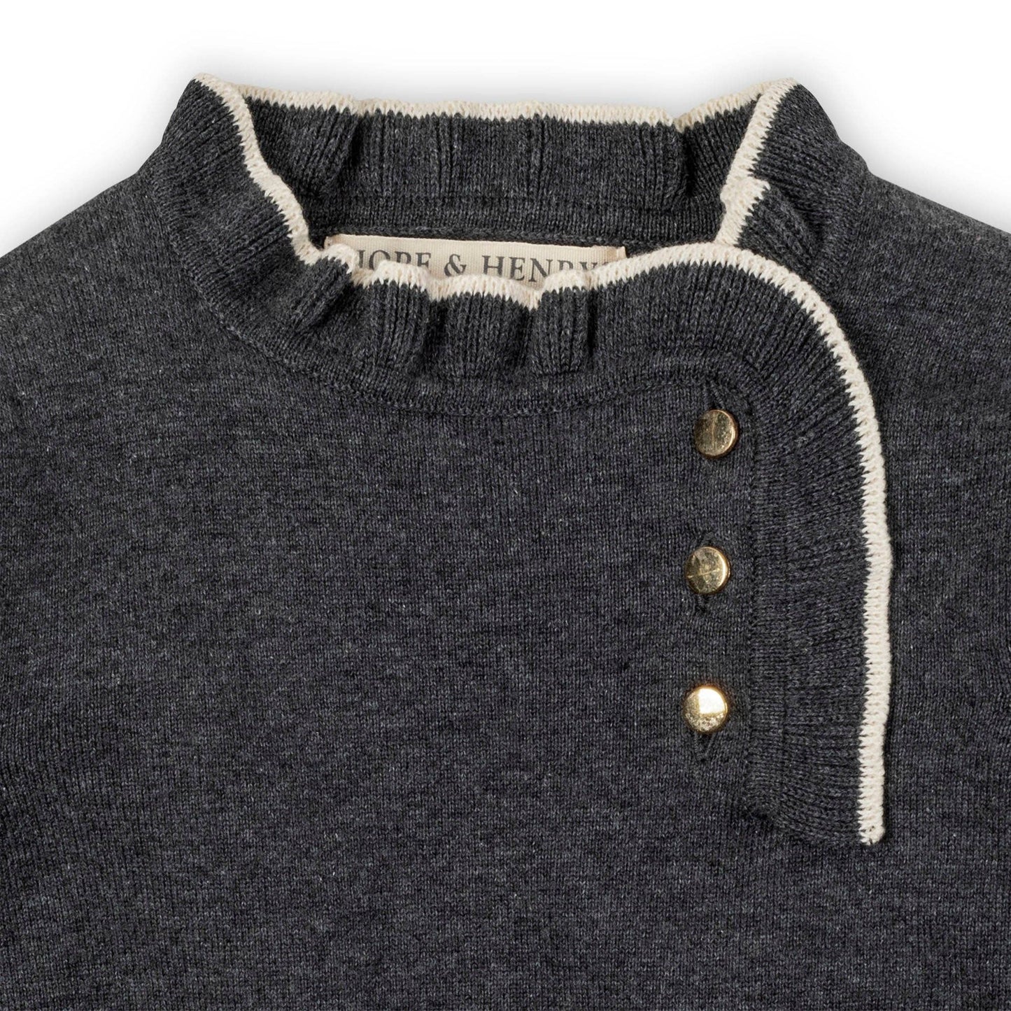 Organic Ruffle Trim Sweater Dress: Charcoal Heather / 4