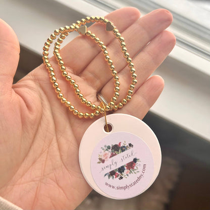 White Pearl and Gold Heart Mommy and Me Bracelet Set