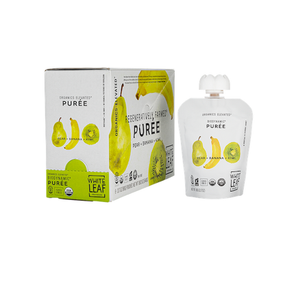 Organic Regenerative Pear+Banana+Kiwi Puree: 24 (90g) pouches