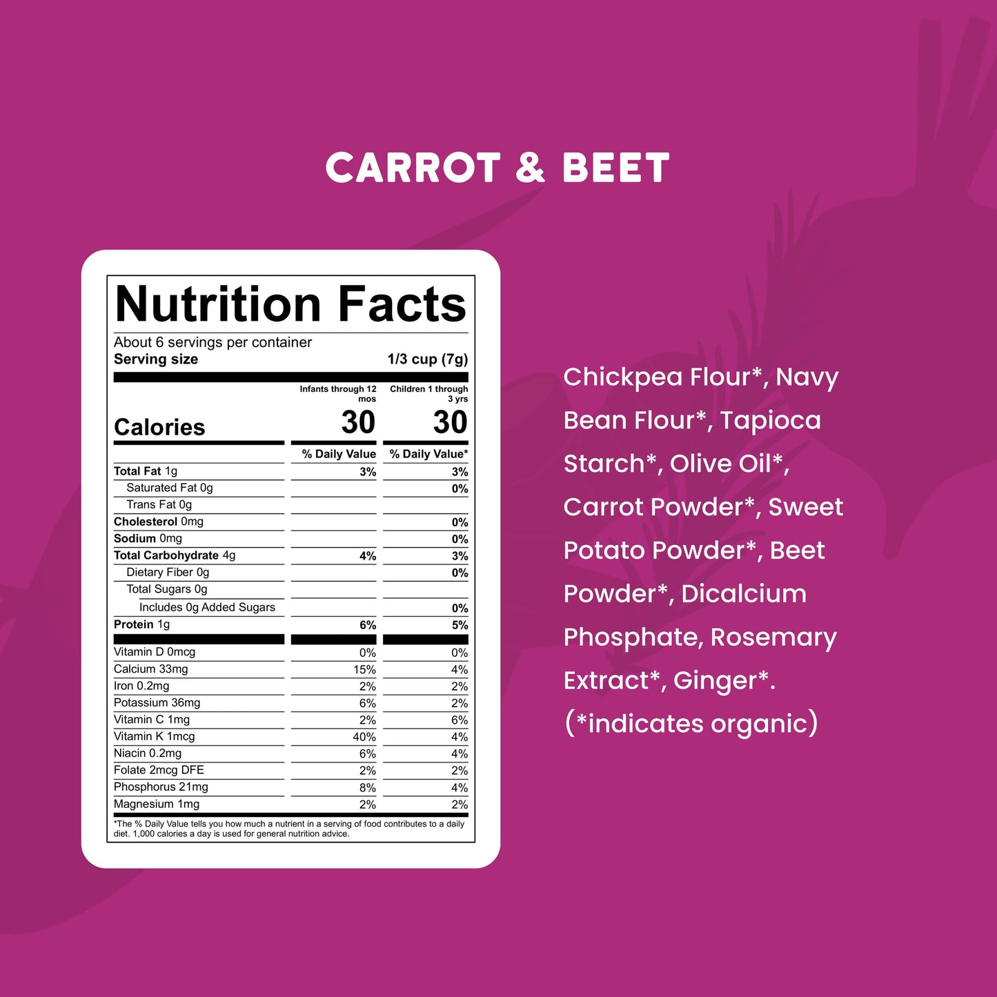 Carrot & Beet Organic Grain Free Puffs (6 Cans)