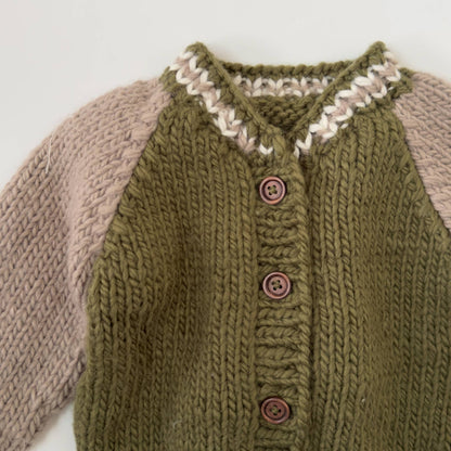 Varsity Cardigan Baby Kid Back to School Fall Team Sport: Moss / S 12-24m
