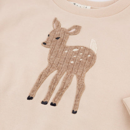 Deer Applique Millie Slouch: Pale Pink / 4-5 yr