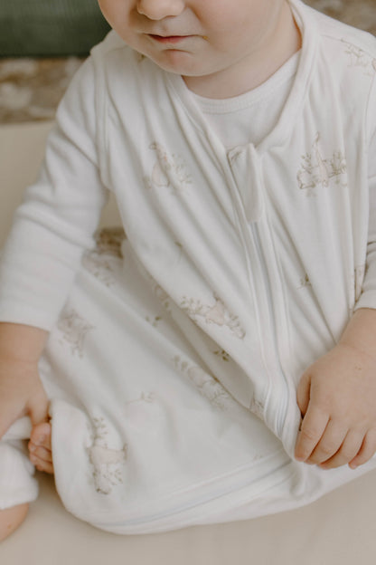 Coco Cuddle Bamboo Muslin Baby Sleep Sack 0.5 TOG, Garden Blue
