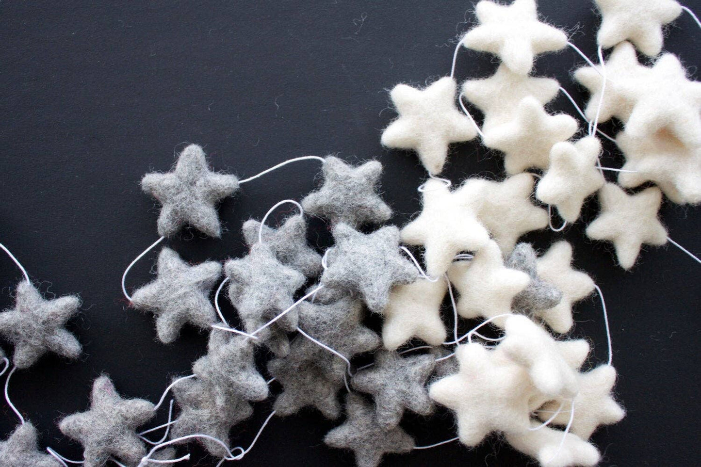 Handmade Felt Star Garland : White