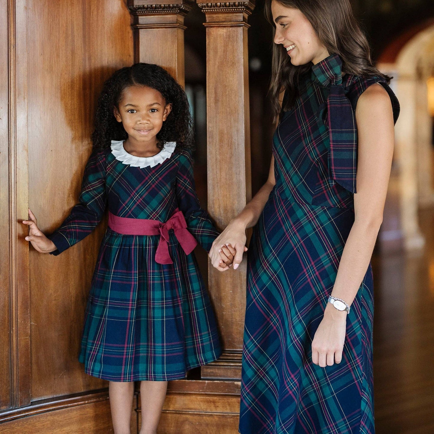Organic Pleated Collar Party Dress - Baby: Scottish Plaid / 18-24M